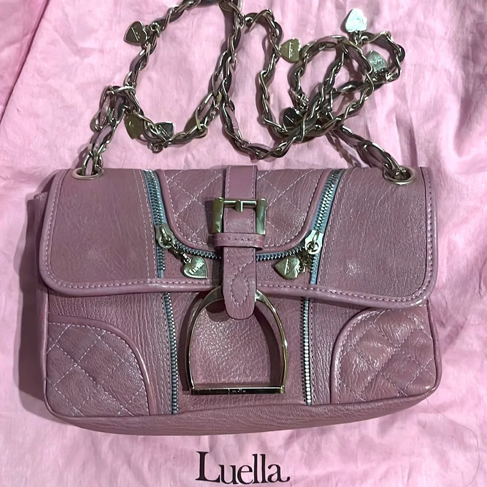 $750 Luella Heart Charm Mauve Limited Edition Handbag ( Used Once)9.5”x6”x3” - Picture 1 of 8